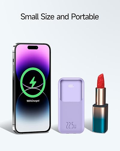 Miniatura 3 de Cargador portátil de 10000 mAh, cargador de teléfono pequeño, cargador de energía de carga rápida, mini batería externa con cable integrado,