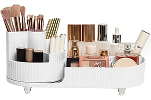 White Makeup Organizer Countertop Rotating Makeup Organizer For Vanity