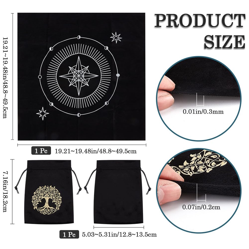 CREATCABIN Constellation Altar Cloth Moon Tarot Cloth Pentacle Spiritual Tapestry Sacred Astrology with Tree of Life Tarot Card Bag for Divination Witchcraft Pagan Gift Tarot Lover 19.48x19.48 Inch - Image 2