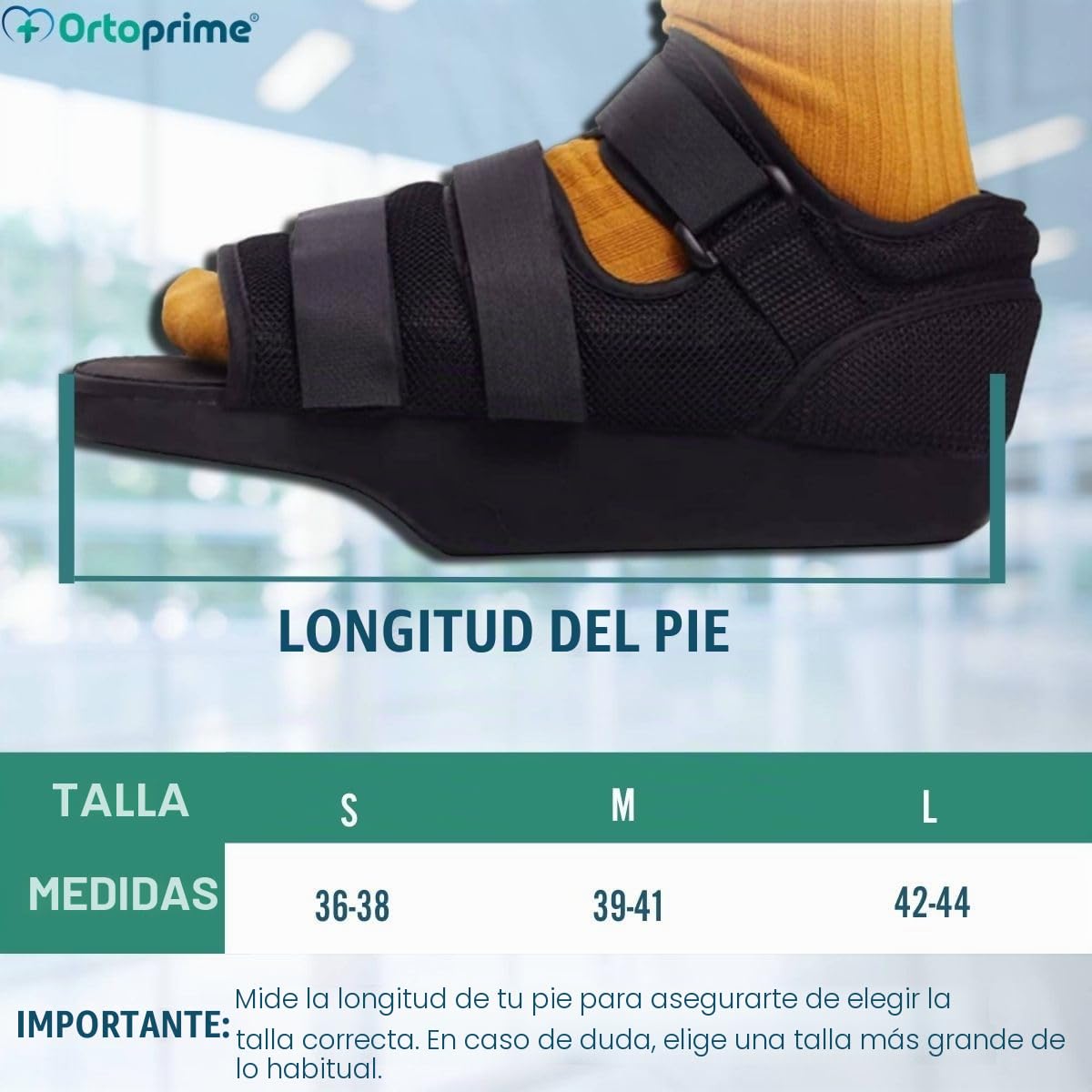 OrtoPrime Zapato Postoperatorio en Talo Ajustable - Calzado ortopédico para operación del pie - Zapato BILATERAL Postquirúrgico (TALLA L (42-44) (Paquete de 2)