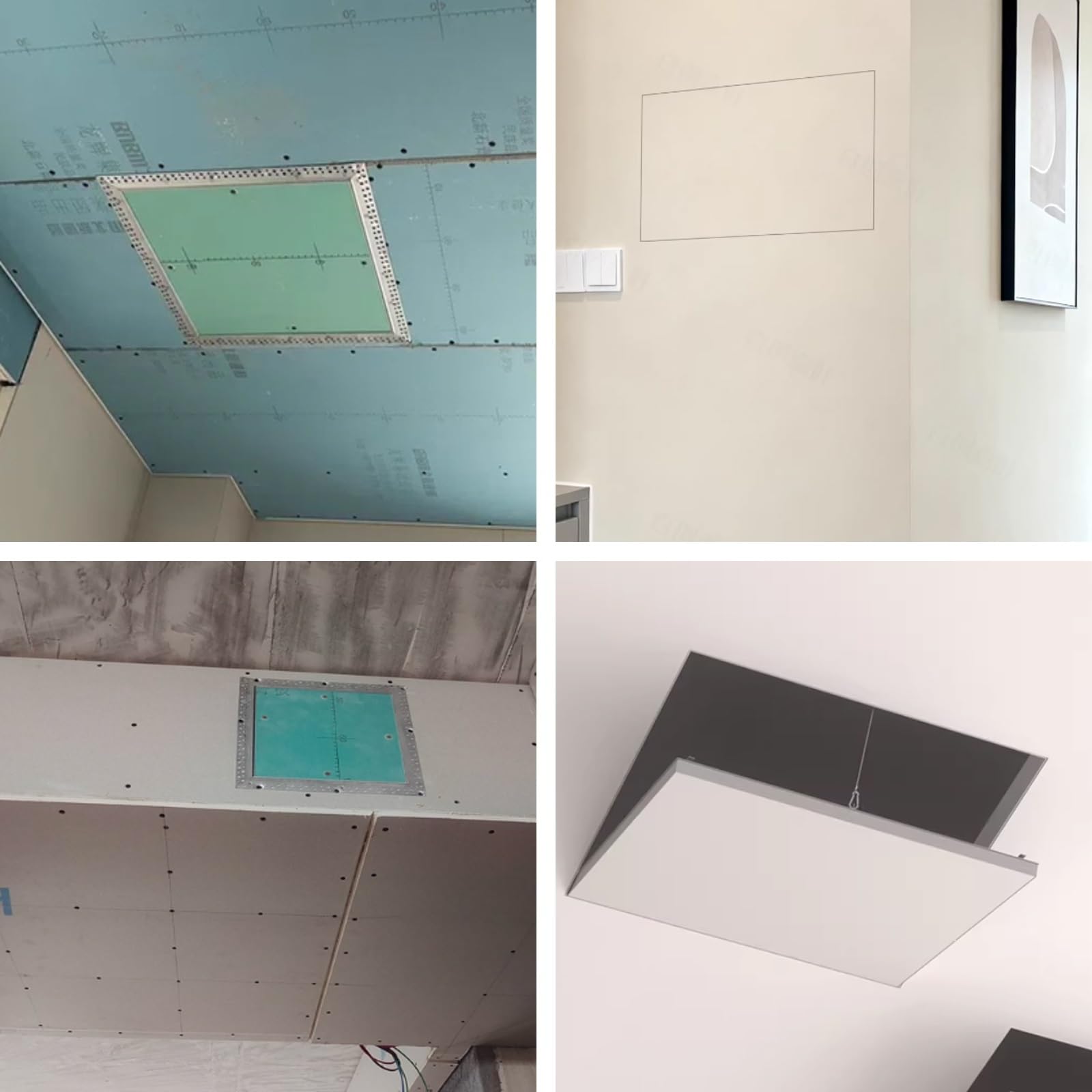 Kwadratowy metalowy panel dostępu do ścian i sufitów — wpuszczane drzwi inspekcyjne do płyt gipsowo-kartonowych z aluminiową ramą i osłoną z płyty gipsowo-kartonowej(30x30cm)