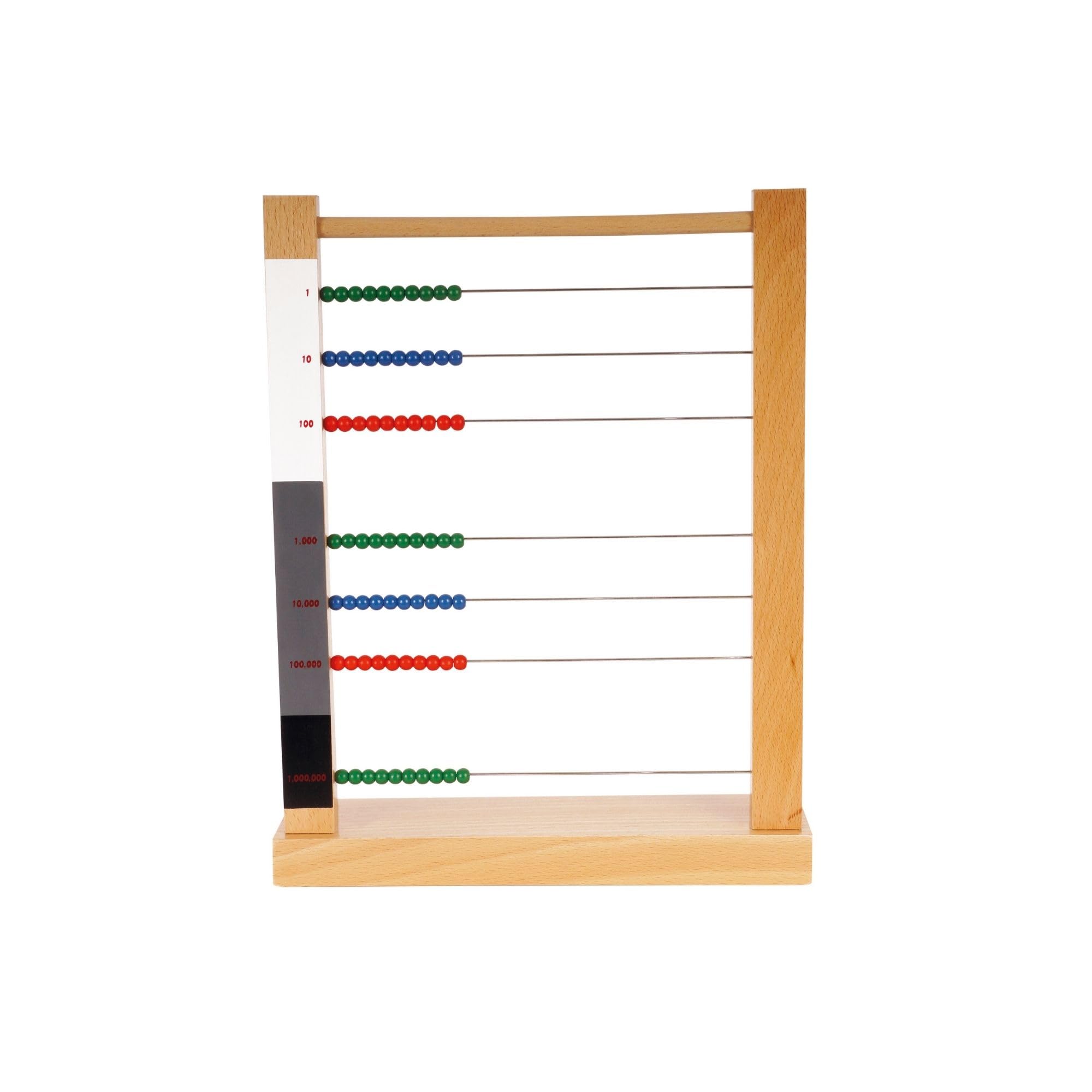 TimeTEX Großer Rechenrahmen Montessori Premium Mathematisches Lerninstrument Rechnen Millionenbereich 26,5x34x7,5 cm