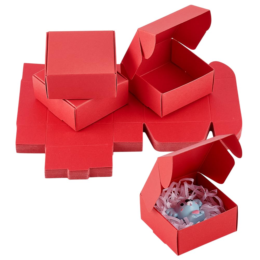 PH PandaHall 30pcs Red Gift Box 2.5x2.5x1.2 Inch Red Paper Boxes Small Proposal Bridesmaid Box Kraft Paper Sweet Boxes with Lid for Gift Wrapping Wedding Party Favor Jewellery Valentine's Day