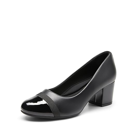 DREAM PAIRS Women's Pumps Low Chunky Block Heel Dress Shoes Closed Round Toe Comfortable Heels