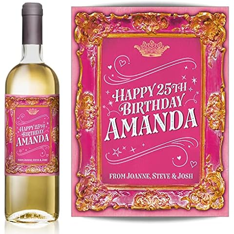 Personalised Pink and Gold Wine Bottle Label Cover