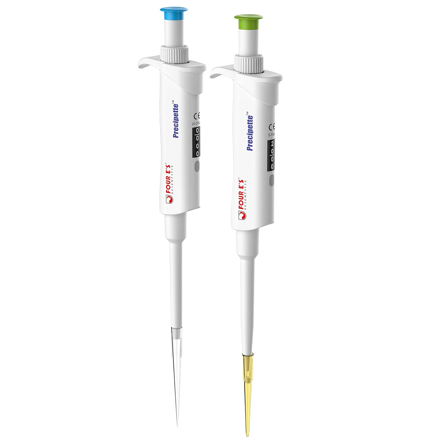 Adjustable Micropipette, Universal Tip Cone ISO 8655 Calibrated Pipette, Pack of 2 Including 5