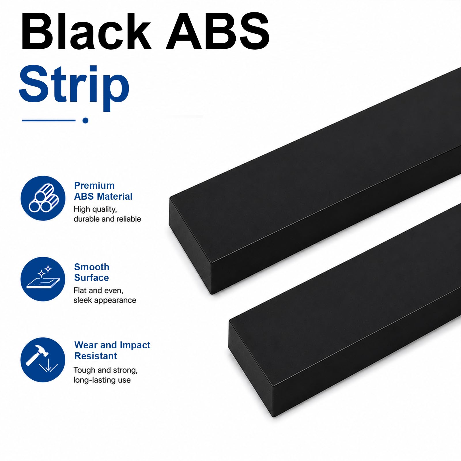 2 Pièces Barre Plate en Plastique ABS Noir Bande Rectangulaire en ABS Noir 500mmx40mm Épaisseur 2-8mm pour Artisanat DIY et CNC Automobile,500x40x8mm