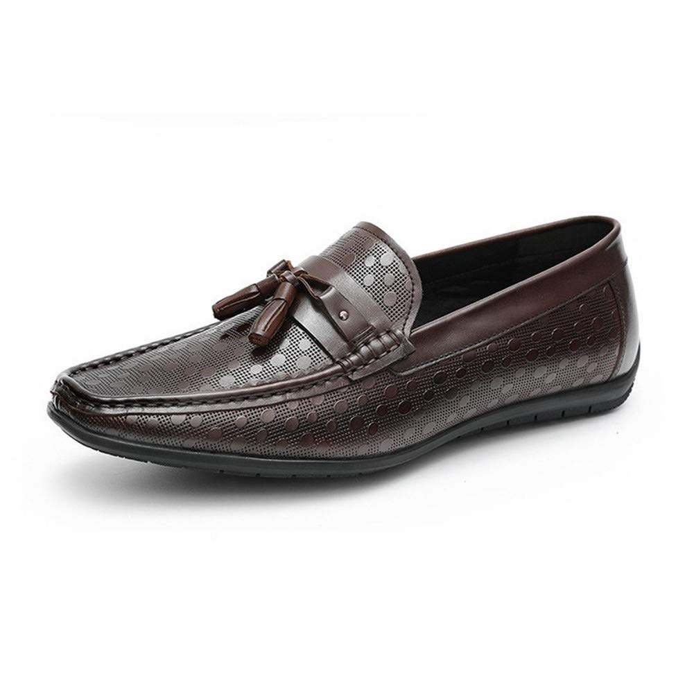 Rui Landed Mokasyny do jazdy dla mężczyzn buty do łodzi wsuwane premium prawdziwa skóra wytłoczony wzór miękkie płaskie płytkie frędzle oddychająca wyściełana podeszwa z wypustkami