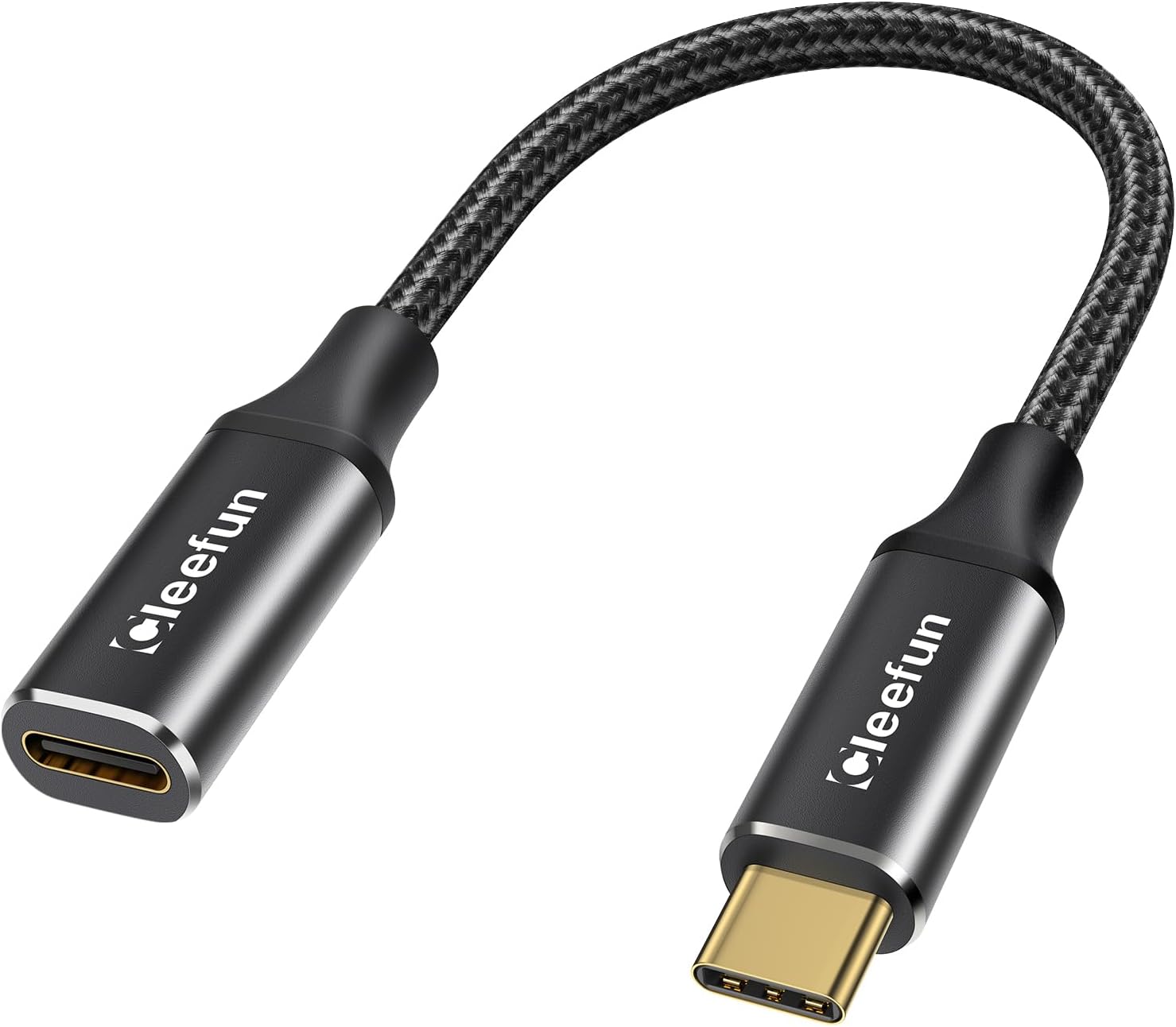 CLEEFUN Short USB C Extension Cable 0.3m/30cm, USB 3.2 Type C to C 100W Fast Charging/10Gpbs Sync 4K 60Hz Male to Female Extender for Samsung Galaxy S23 S22,iPhone 15 16 MacBook ipad Pro/Air,USB C Hub