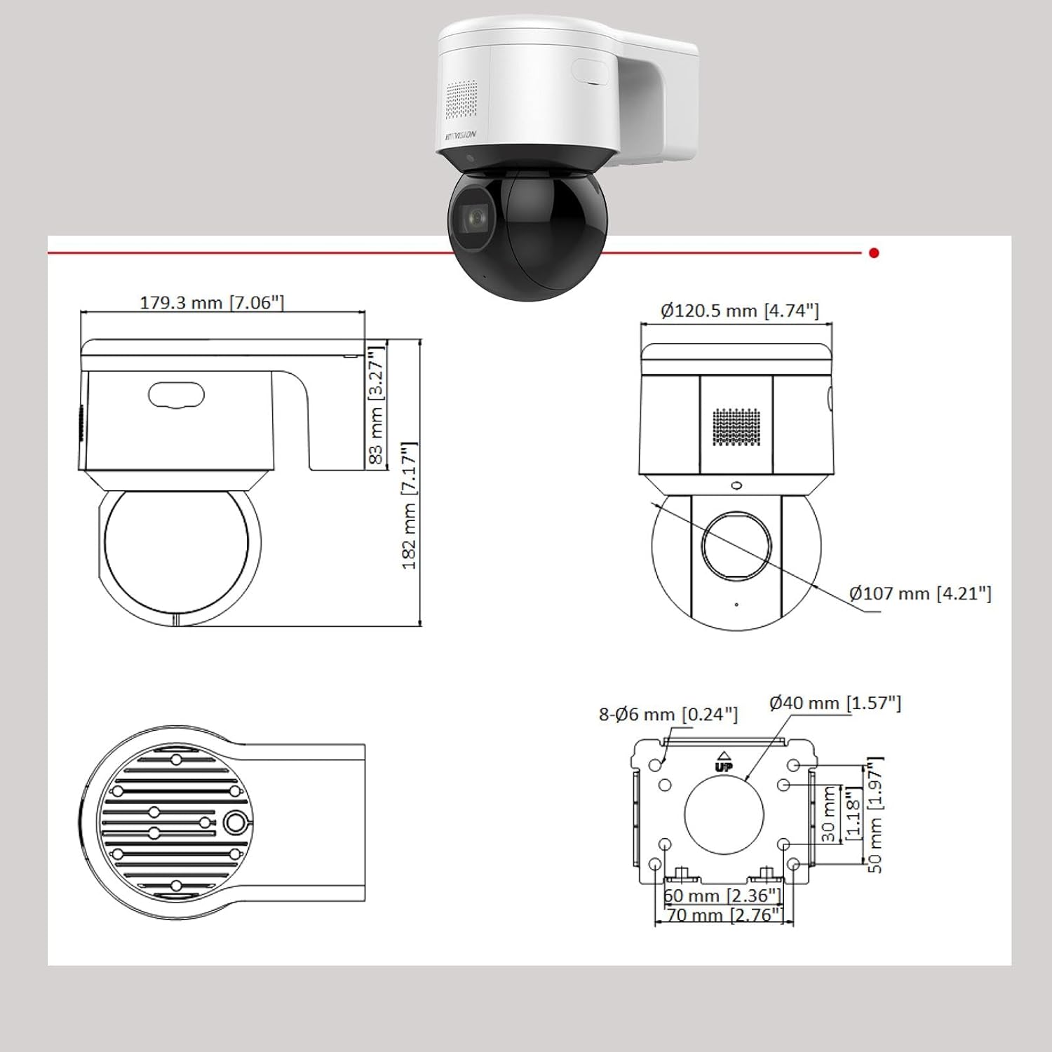 DS-2DE3A404IWG-E/W 4MP Hik PoE Dome Mini PTZ Camera with 4X Zoom IR, Pan and tilt Ability, Excellent Low-Light Performance, IR Night Vision 50m, Audible and Visual Alarm, Support Upgrade
