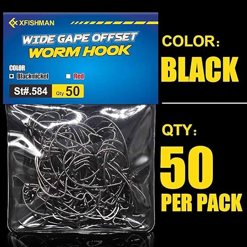 Miniatura 7 de Gusano compensado-Ganchos-para-lubino-Pesca-Gusanos-Ewg-Ancho-Anzuelos-Anzuelos-Aguas Dulce Texas Rig Plásticos blandos Cebo Gusanos Cebo de Pesca