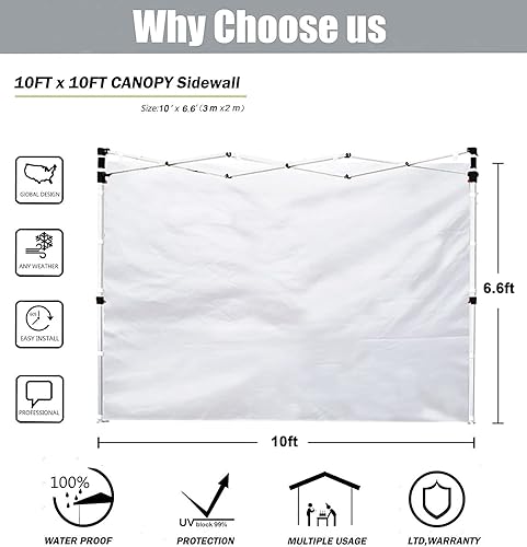 Miniatura 5 de SCOCANOPY SunWall - Marco de toldo desplegable de 10 x 10 pulgadas, paquete de 3 solo paredes laterales (plateado)