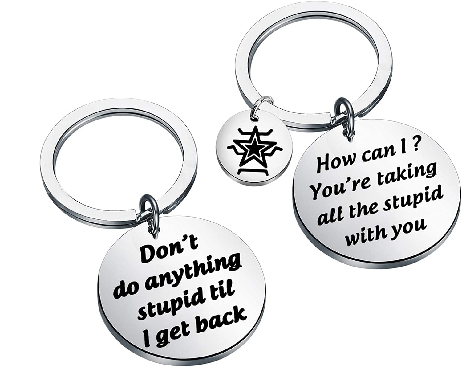 AKTAPFunny American Brothers Inspired BFF Friendship Keychain Don‘t do Anything Stupid til I Get Back Inspire Gift for BFF