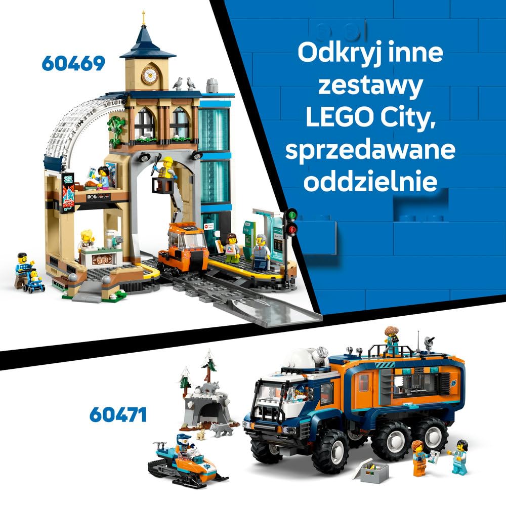 LEGO City Ekspres polarny arktycznych odkrywców 60470 | Kolejka, duży zestaw klocków konstrukcyjnych, prezent dla chłopca i dziewczynki 7+, Powered Up, 1517 elementów