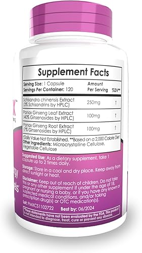 Miniatura 3 de PanaMAX Cápsulas 60 unidades Panax Ginseng + extracto de Schisandra Chinensis Apoya niveles equilibrados de energía y estrés