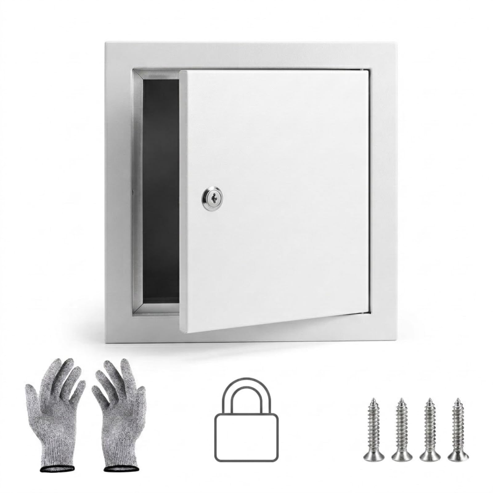 1mm Thick Metal Access Door for Gypsum Board 400x400 600x600 mm, Lockable Wall Hole Cover Plate, Plumbing Ceiling Attic Access Panel Hatch for Home Maintenance(White,200x400mm)