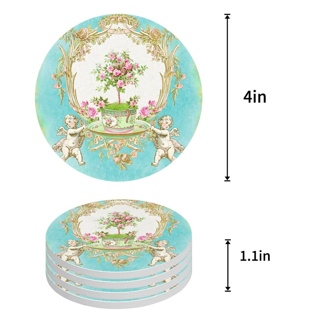 Französische Barock-Tischsets für Tisch, Küche, Couchtisch, Dekorationszubehör, Keramik-Untersetzer (Farbe: A, Größe: 4 Stück) HGCHH