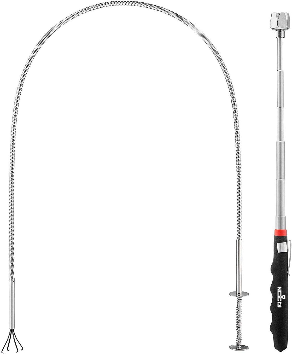NoCry Premium Pick Up Tool Set — Includes a 36in Flexible Claw Grabber and a Telescoping Magnetic Pickup Stick with a 16lb Pull Force Magnet — Anti-Rust Zinc Coating