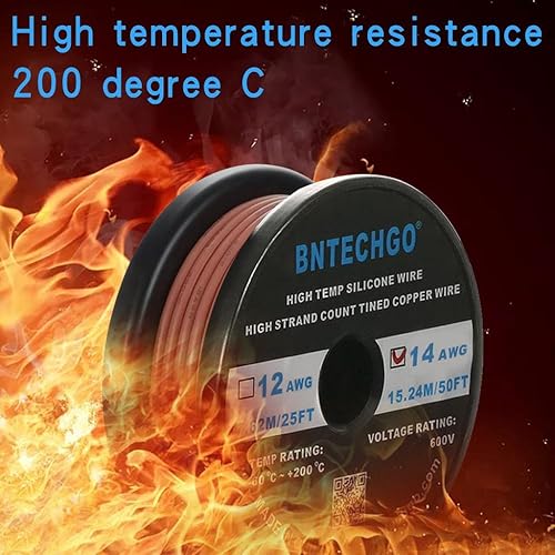 Vista 57 de BNTECHGO Bobina de alambre de silicona de calibre 14, rojo y negro, cada uno de 20 pies, 2 cables separados, alambre de cobre estañado trenzado