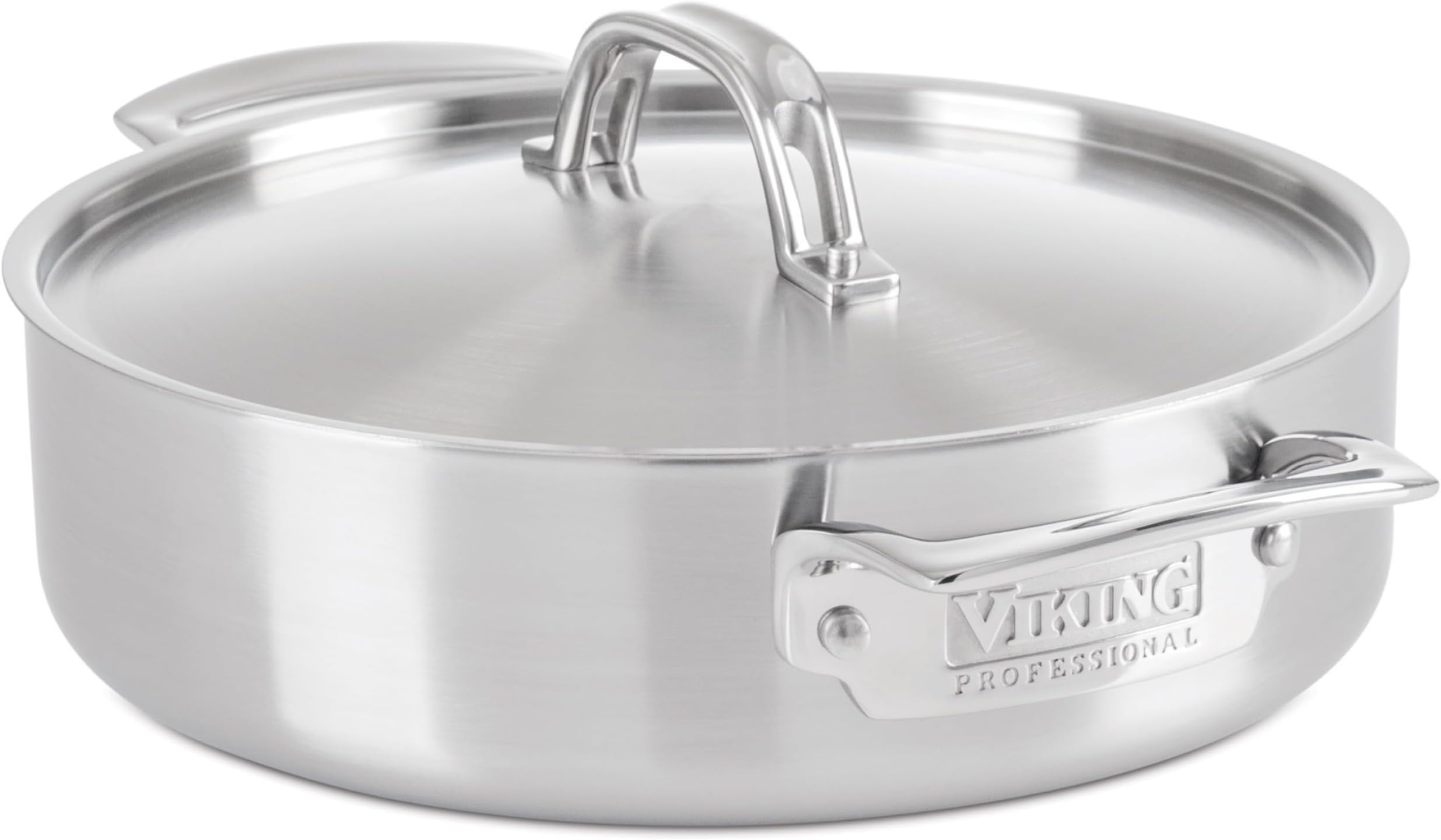 5-Ply Casserole Pot with Lid, 3.4 Quart Stainless Steel Cooking Pan, Dishwasher and Oven Safe, Induction Ready, Satin Finish