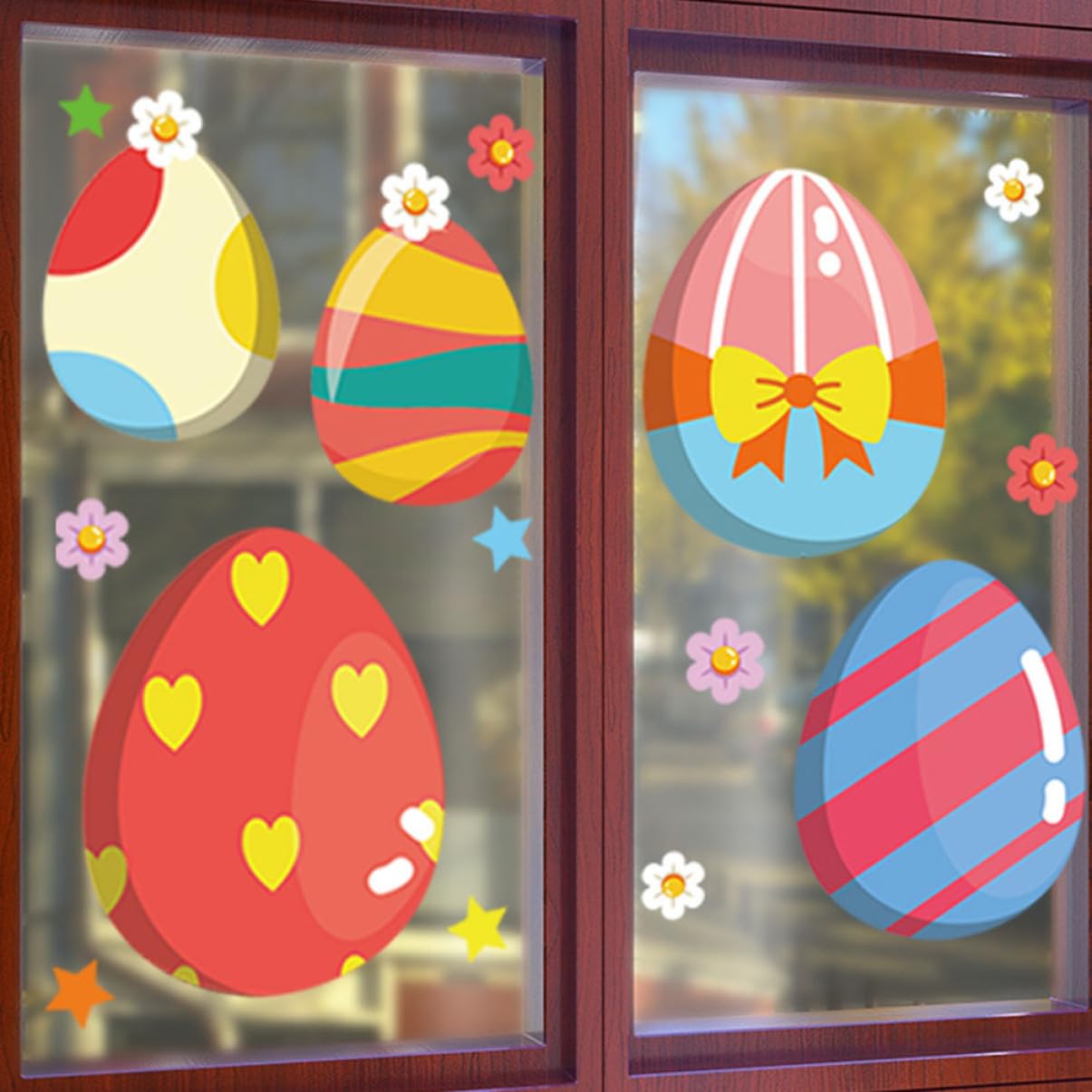 Cabilock 5 Juegos Etiqueta Del Festival Tinte De Ventana Para El Hogar Mini Decoración Pascua Decoración De Pascua Pegatina De Dibujos Animados Pegatinas En Las Ventanas 6 Hojas * 5