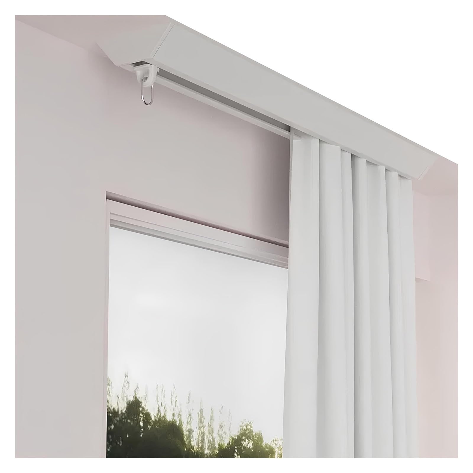 WQPMNYG Silent r Ceiling Track RodNo Bracket Aluminum Rail for Inward Opening Curt Invisible Mounting Pole 3.9ft/120cm Ideal for RV & Bay Windows (White)