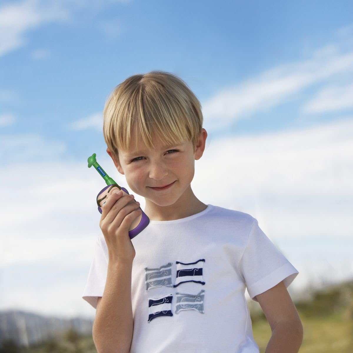 Lexibook, Disney Toy Story Walkie-Talkie 3D, Design Buzz Lightyear e Woody, Portata Fino a 500 m, Doppi canali, Clip da Cintura, Verde/Giallo, TW18TSLXB