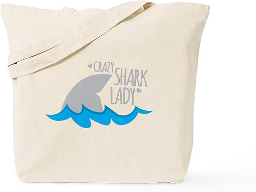 Miniatura 1 de CafePress Crazy Shark Lady Tote Bag Natural Canvas Tote Bag, Cloth Shopping Bag