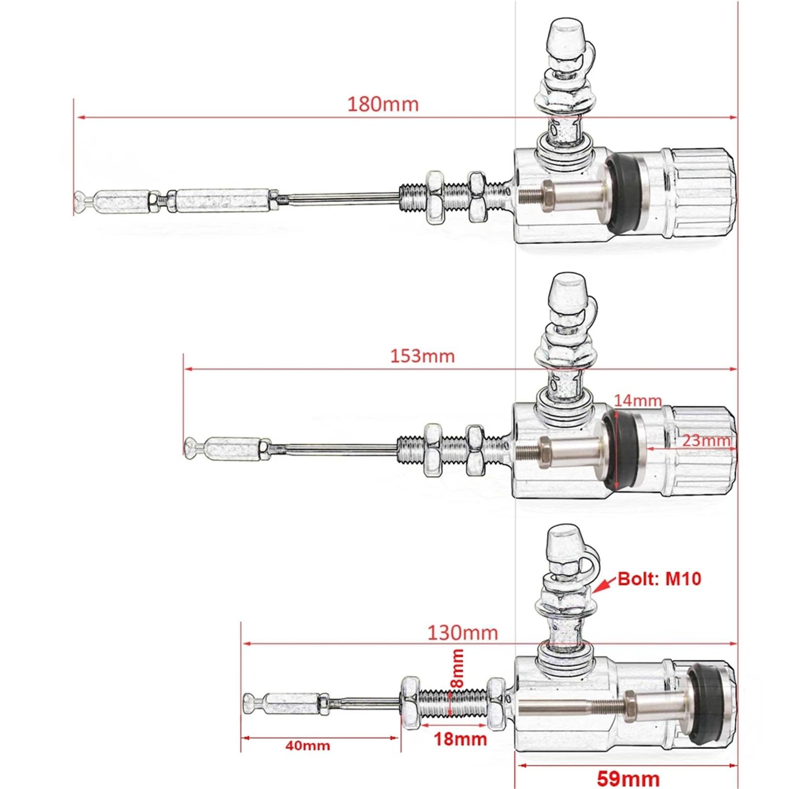 Compatible con Honda, Compatible con el kit Yamaha | Juego de bomba de embrague + bomba de freno de 22 mm.(Black Set)