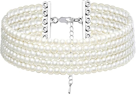 Kurze 1920s Damen Halskette, imitation Perlen Kette,   kann als Great Gatsby Kostüm Zubehör Schmuck getragen werden.