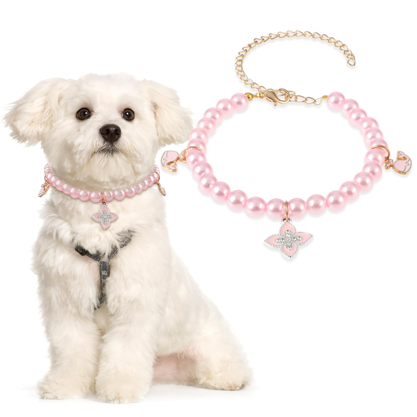 Collare Con Perle Per Cani E Gatti - Regolabile E Carino Per Piccoli Animali - Foto 6