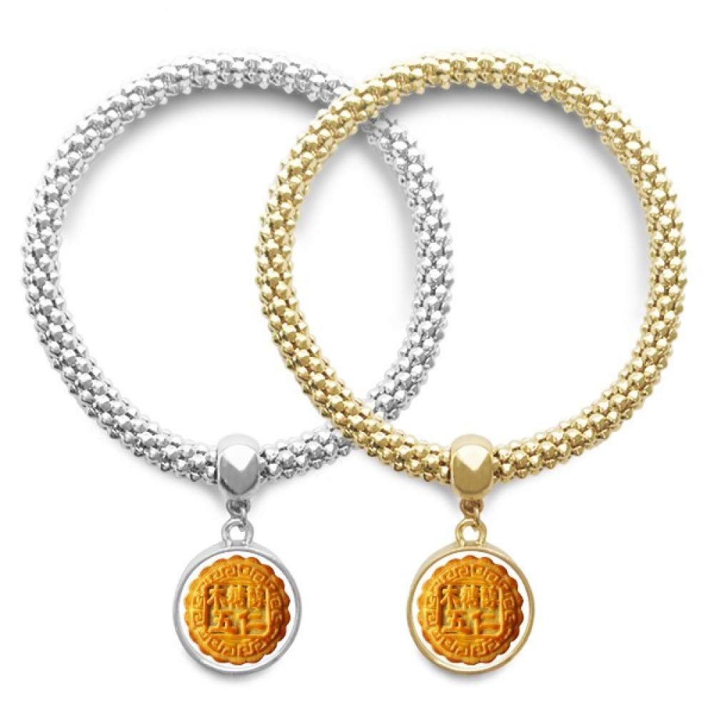 DIYthinker Mid-Autumn Festival Five Kernel Moon Cake Lover Bracelet Bangle Pendant Jewelry Couple Chain Gift
