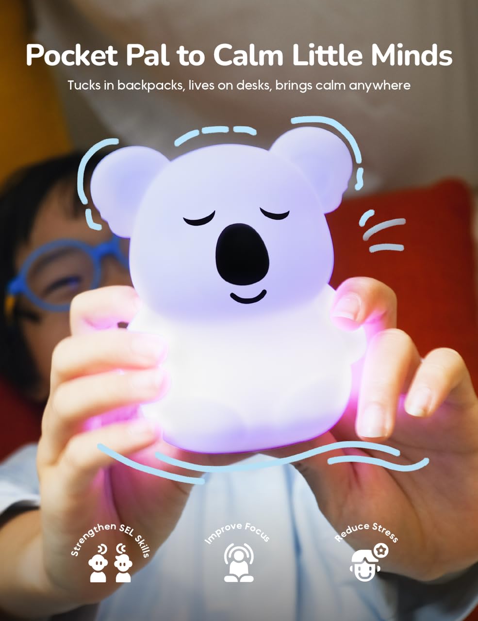 Breathing Pal Mini 'Kyle' – Luce respiratoria consapevole, luce guidata per meditazione visiva, sollievo dall'ansia, per calmarsi, meditazione, aiuto per dormire per adulti e bambini