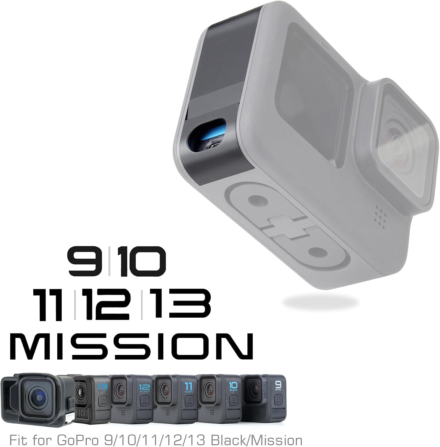 GEPULY Aluminum Side Door for GoPro Hero 13/12/11/10/9 Black, Mission 1/Mission 1 Pro, Removable USB Pass Through Door Battery Cover Type-C Charging Port Clip Repair Parts Accessories Accessory Kit