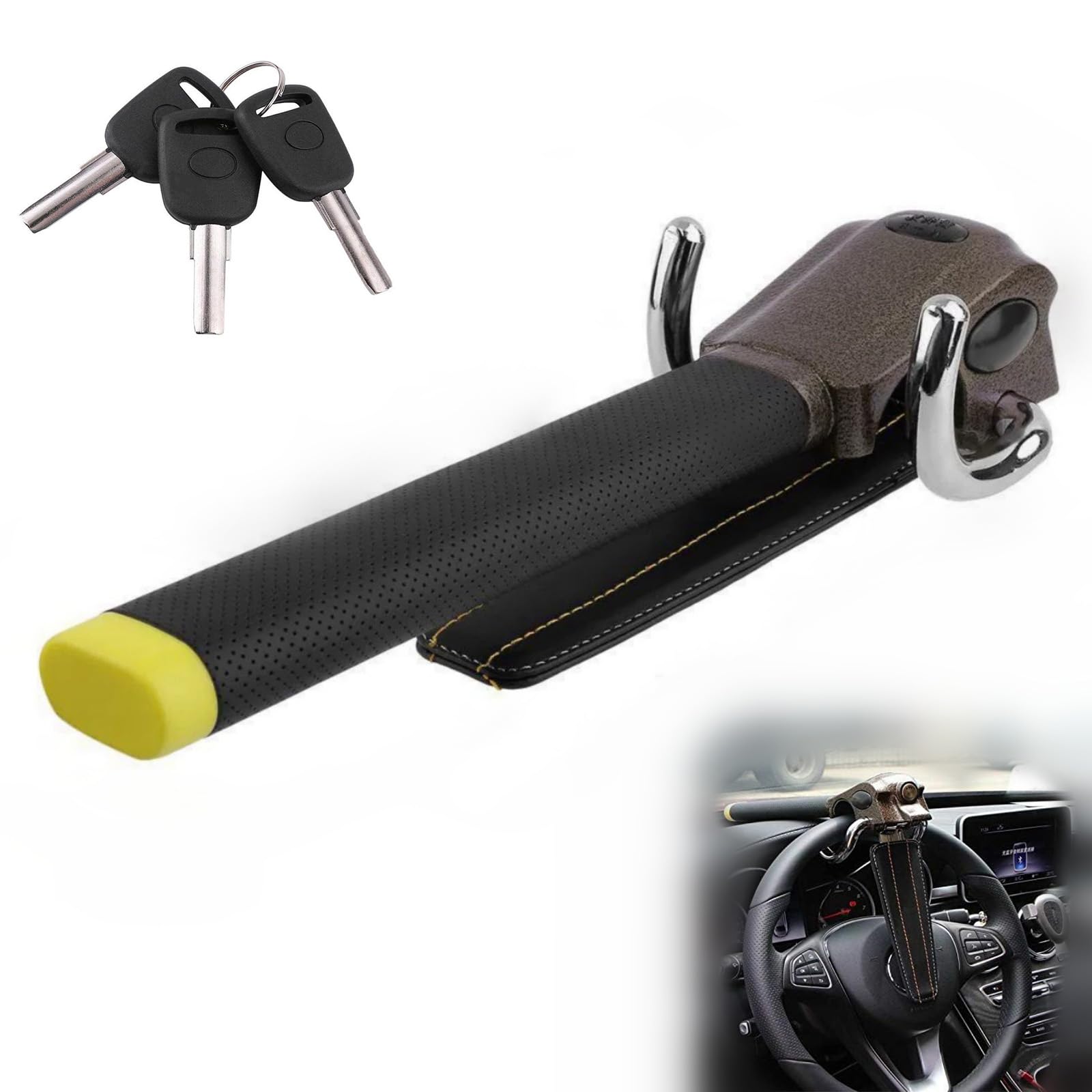 Antirrobo Coche, para ZR V 2022-2025, Bloqueo Volante Coche, Barra Antirrobo, Alta Seguridad, Ajuste Universal, 3 Llaves,A