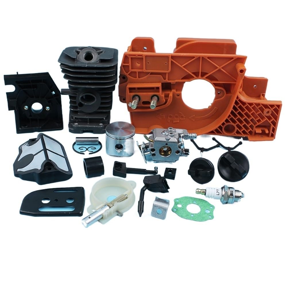 UNARAY Soporte de carburador de pistón de Cilindro de cárter (38mm) Apto for Husqvarna 137 142 Motosierra Bomba de Tapa de Aceite de Combustible Junta de Placa de Barra de Filtro de Aire