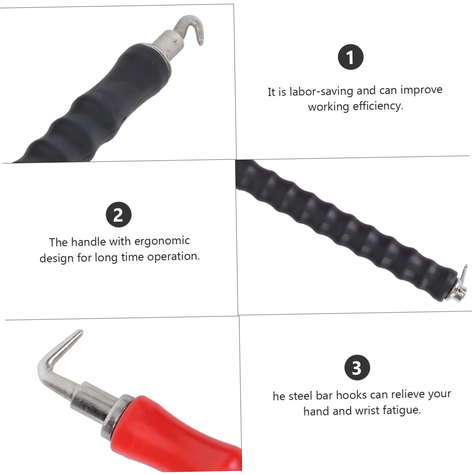 FELTECHELECTR Ergonomic Hook Tool Steel Bar Twisting Hook Tie Wire Tool for Fence Semi-auto 3pcs Set