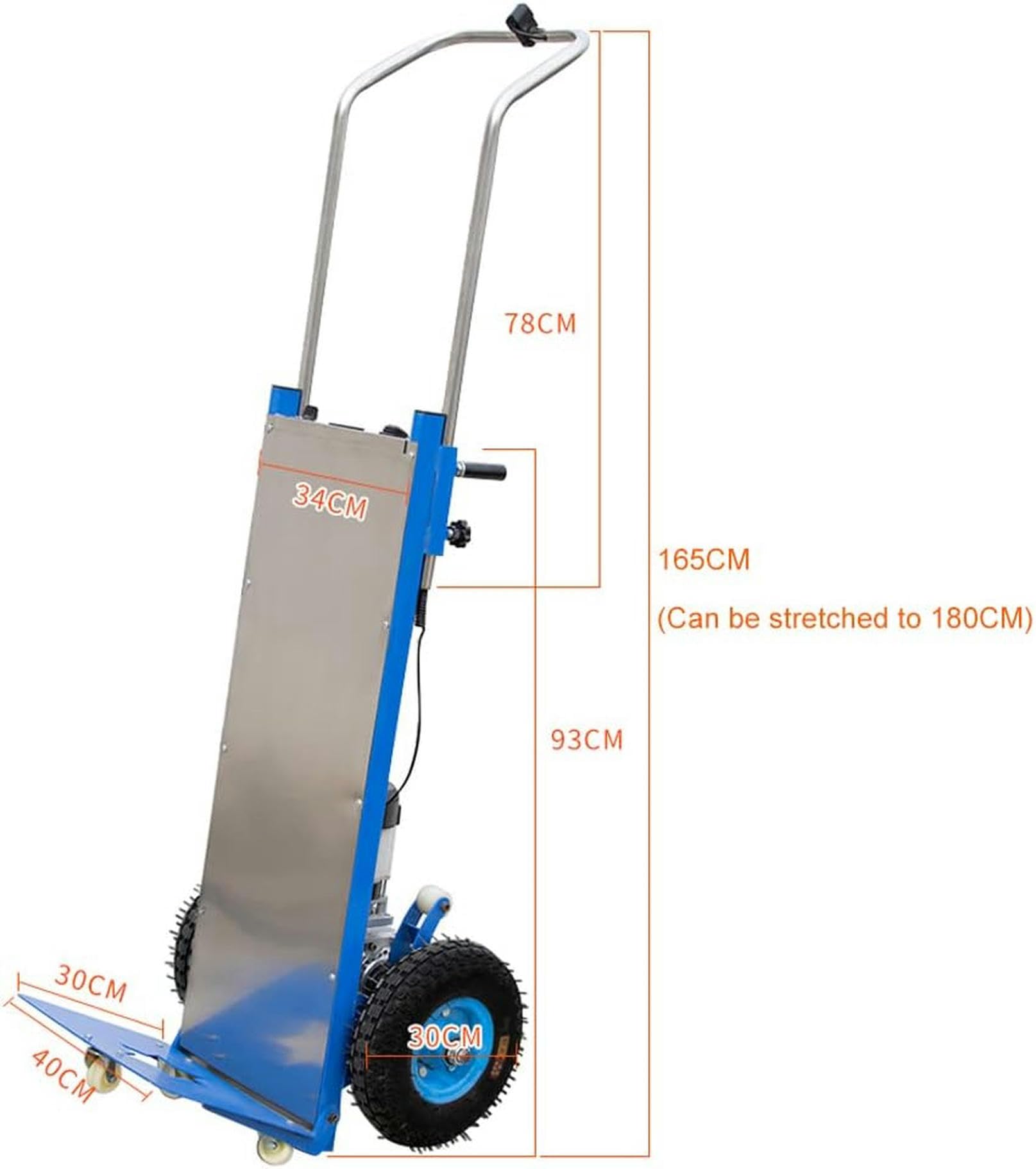 Carrello montascale elettrico, carrello a mano che risparmia manodopera su e giù per le scale con carico 200 kg, carrello facile da usare con batteria rimovibile da 48 V / 30 Ah/blu / 1200