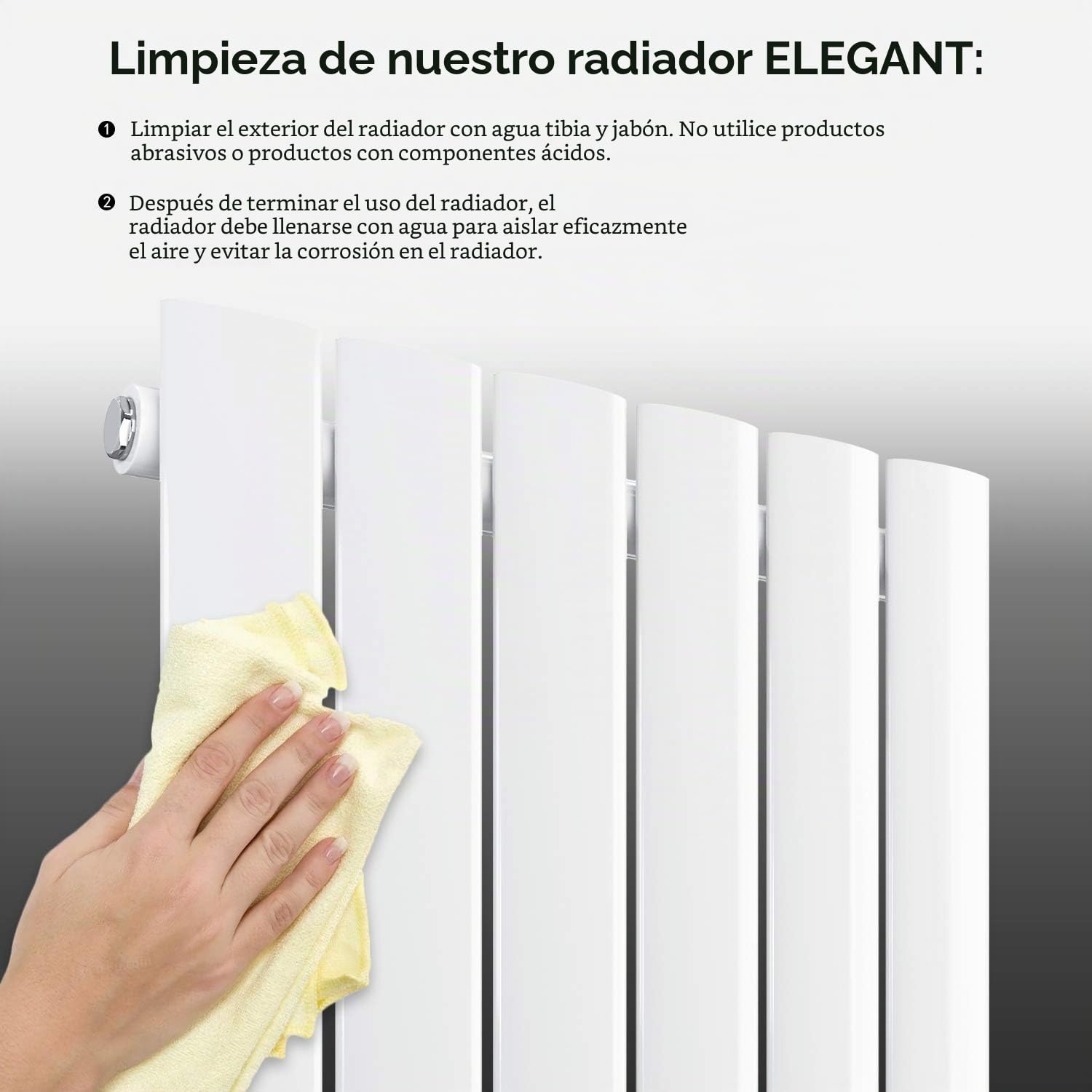 ELEGANT Radiador de panel vertical 1800 x 465 mm de una capa, blanco, con conexión central, radiador de baño, radiador vertical, diseño plano