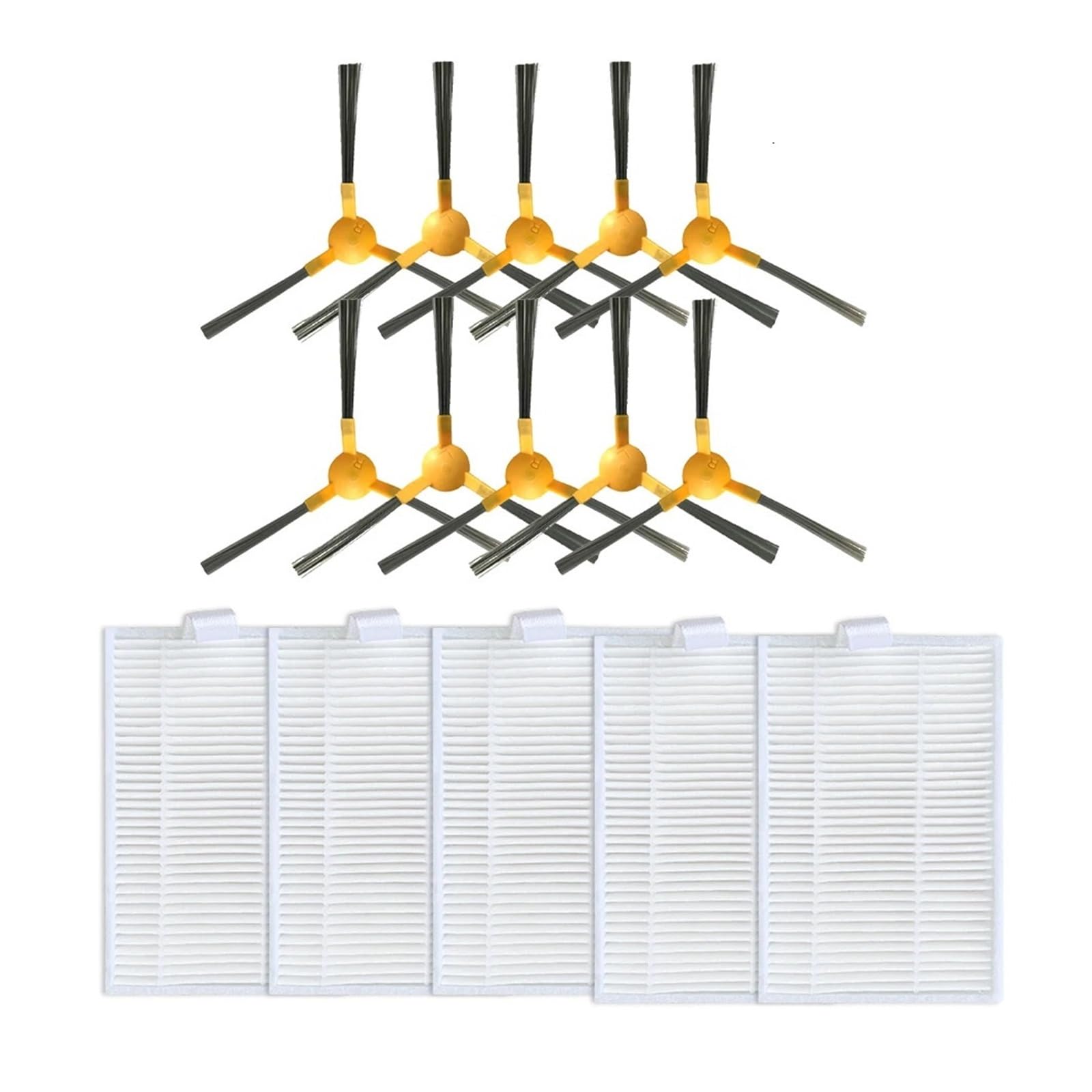 Kicici Accessories Compatible With ABIR X5 / X6 / X8 Genio Navi N600 Robotic Vacuum Cleaner 3-Arms Side Brush Hepa Filter Replacement Spare Parts(Set E)