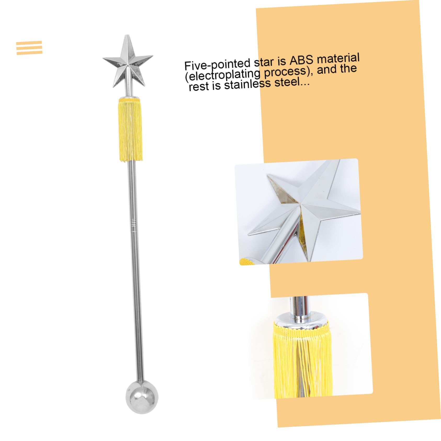 Dirigentenstab 90cm aus Edelstahl und Abs, Silber, 1 Stück