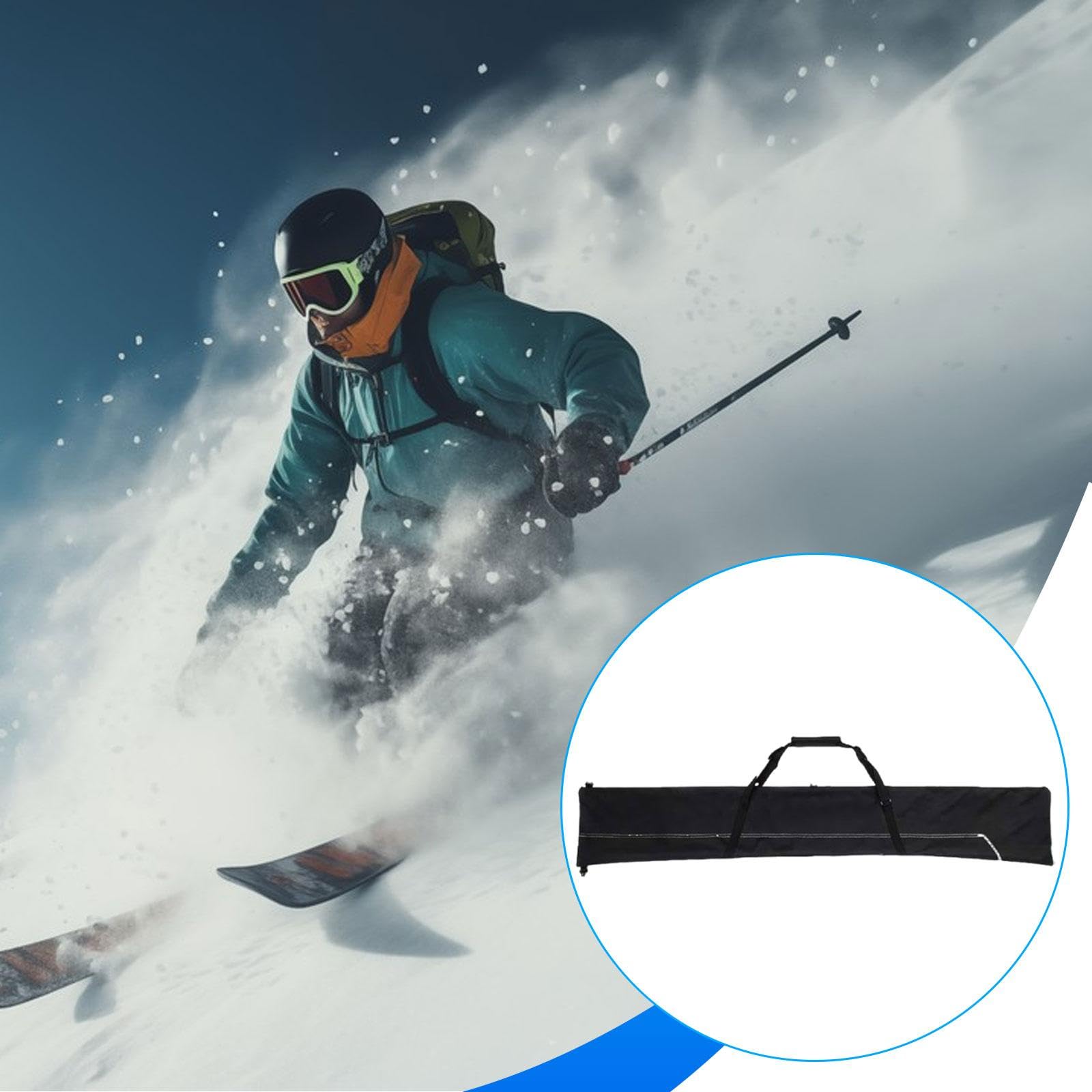 Housse à Skis Imperméable Tissu Oxford, Convient jusqu'à 200 cm (79 in), Compartiment pour Chaussures, Rangement Transport Snowboard Noir