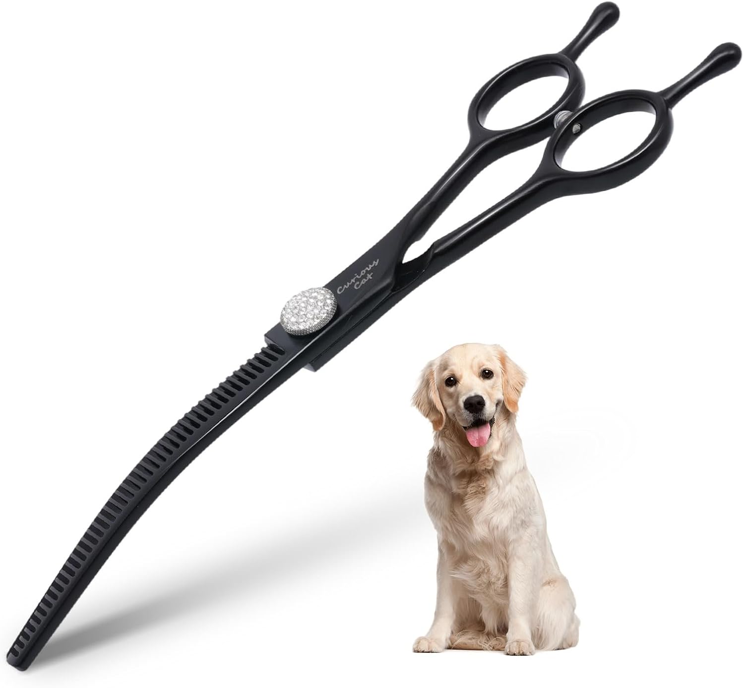 Dog Grooming Scissors,Pet Curved Thinning Shears 7.0'' 440C Thinning Scissors for Precision Pet Hair Cutting