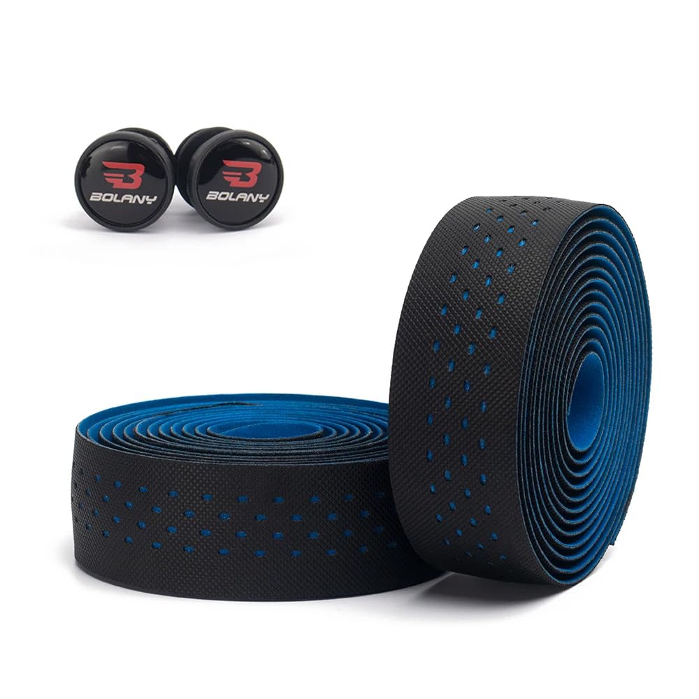 BOLANYHandlebar Tape for Road Bike, 2 Roll PU Surface EVA Foam Bar Tapes with End Plugs