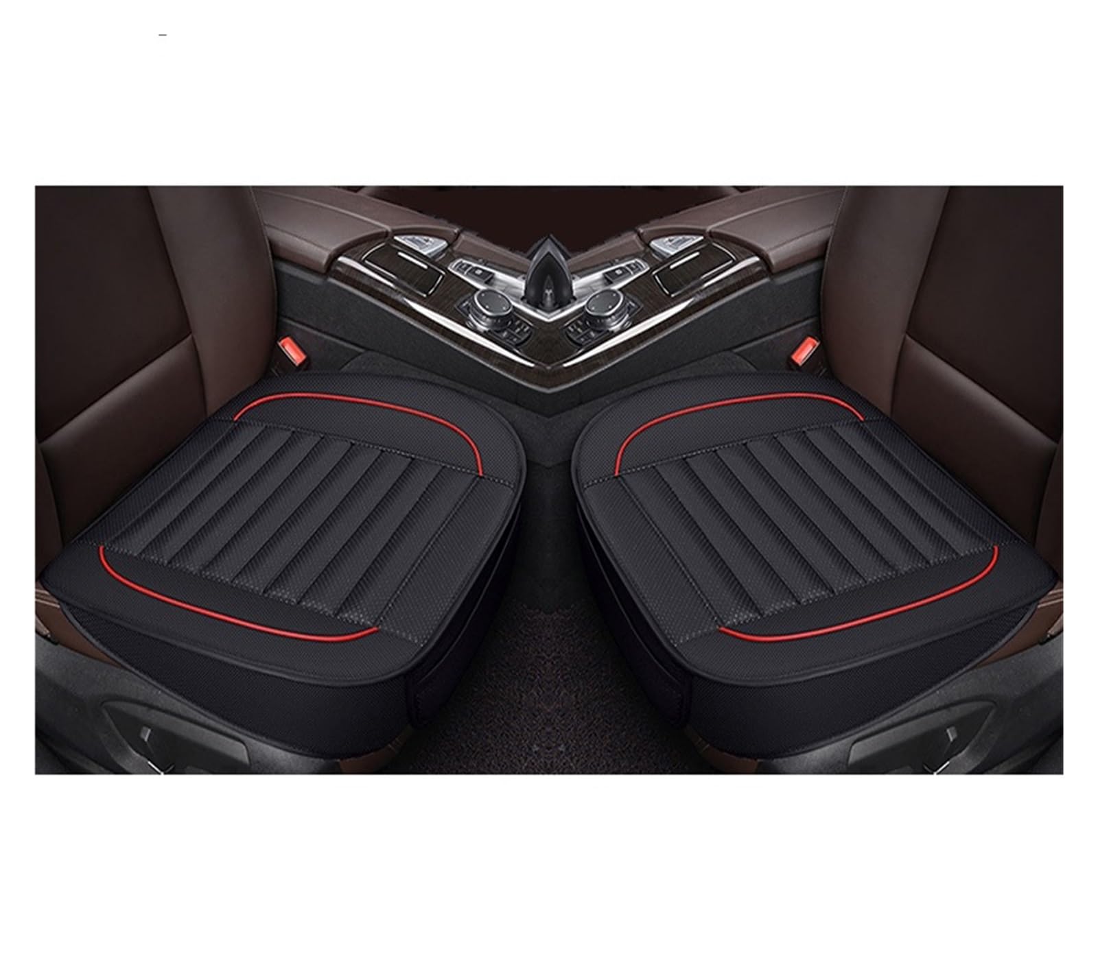 EDXNCVVM Four Seasons Car Chair Cover Breathable PU Leather Car Chair Cushion Anti Slip Pad Mat For Interior Accessories(Black front 2pcs)