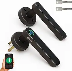 Fechadura Inteligente com Impressão Digital - Fechadura Biométrica - Maçaneta de Porta de Impressão-Suporta Senha Morse, APP Tuya e Chave Mecânica - Adequada Para Residências e Hotéis(Cobre)