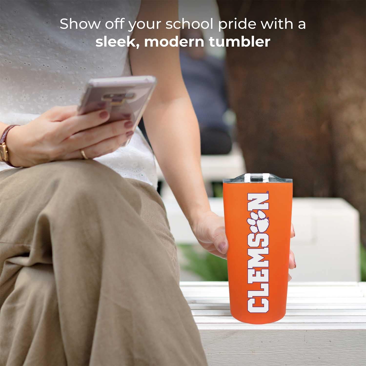 Campus Colors NCAA Stainless Steel Tumbler perfect for Gameday - 18 oz - Double Walled - Keeps Drinks Perfectly Insulated (Clemson Tigers - Orange) - Image 2