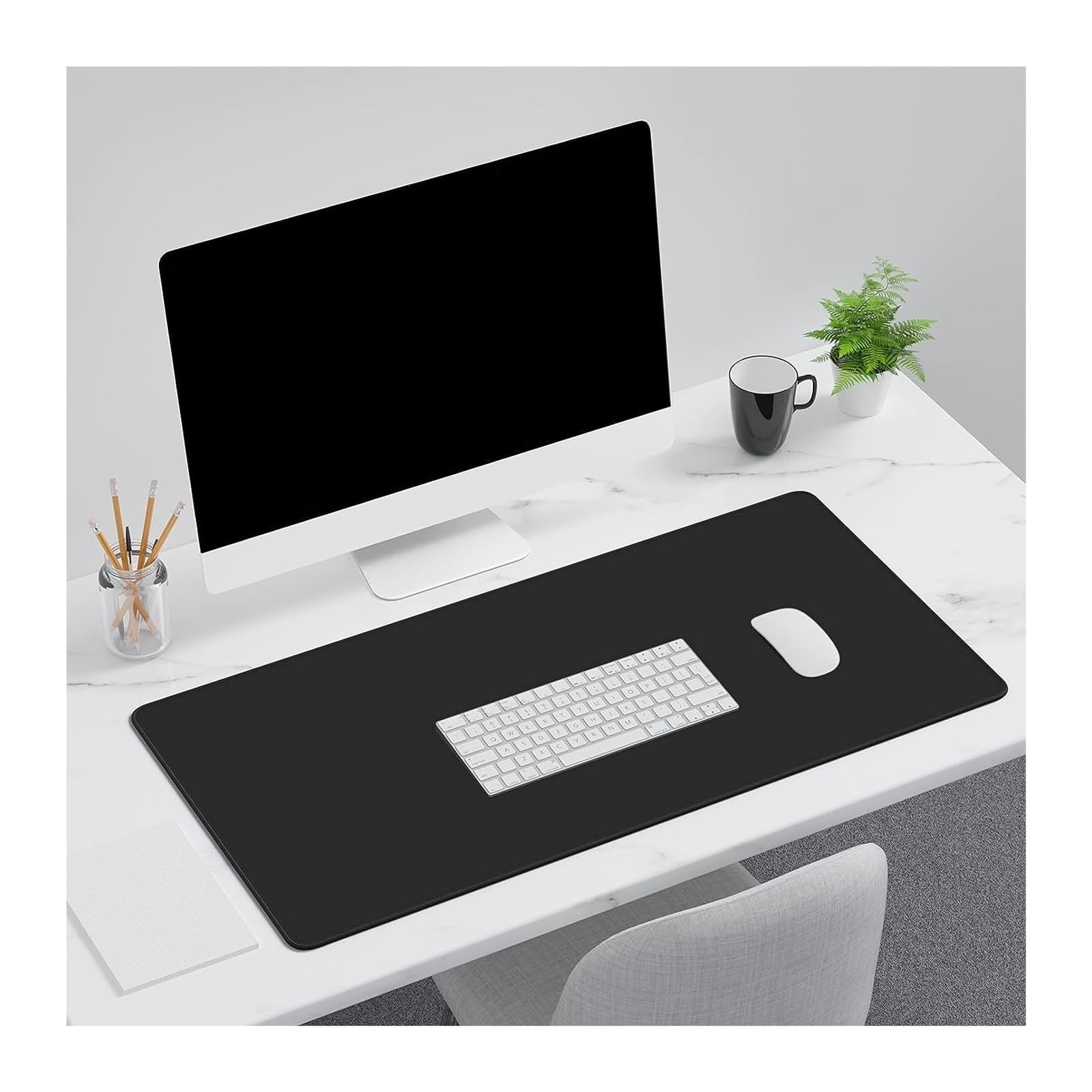 Tappetini Da Scrivania Tappetino for mouse for computer portatile, grande, rosa, minimalista, da scrivania, for giochi, con fondo in gomma antiscivolo Per Ufficio(Black,90x40 cm)