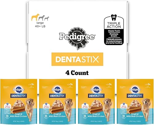 Dentastix Pedigree - Golosinas dentales para perros grandes, sabor original, huesos dentales, 59.96 onzas, paquete múltiple (72 golosinas)