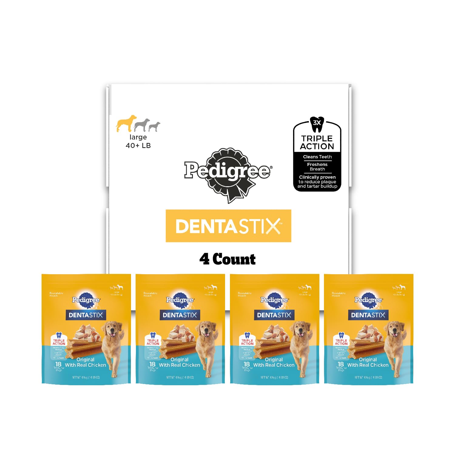 Pedigree Dentastix Large Breed Dental Dog Treats, Original, 72 Count